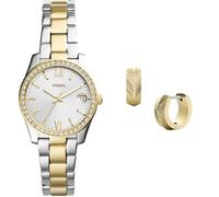 Fossil Mujer Scarlette Mini Bicolor Acero Inoxidable Reloj y Harlow Dorado Pendientes, Set