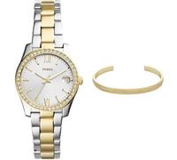 Fossil Mujer Scarlette Mini Bicolor Acero Inoxidable Reloj y Harlow Dorado Pulsera, Set
