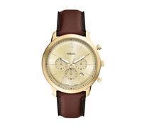 Fossil Neutra - Reloj cronógrafo de Cuarzo para Hombre, Acero Inoxidable y Cuero, Cuero marrón/Dorado, 44 mm