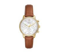 Fossil NeutraReloj para mujer, movimiento cronógrafo con correa de acero o piel, Marrón y dorado, 36MM