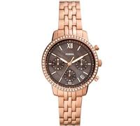 Fossil NeutraReloj para mujer, movimiento cronógrafo con correa de acero o piel, Tono oro rosa y marrón, 36MM