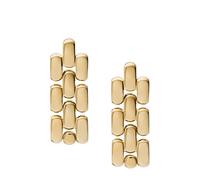 Fossil Pendientes de mujer de acero inoxidable dorado con cierre de botón