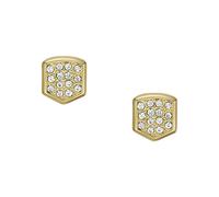 FOSSIL Pendientes de Acero Inoxidable o Semi-Preciosos para Mujer con Cierre Lock Back, Oro Brillante