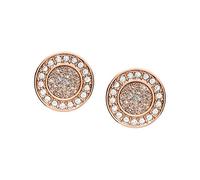 FOSSIL Pendientes de Acero Inoxidable o Semipreciosos para Mujer con Cierre de Gancho, Oro Rosa con Purpurina