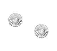 FOSSIL Pendientes de Acero Inoxidable o Semipreciosos para Mujer con Cierre de Gancho, Plata Brillante
