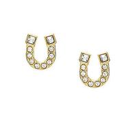 Fossil Pendientes de mujer de acero inoxidable dorado con cierre de botón