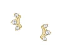 Fossil Pendientes de mujer de acero inoxidable dorado con cierre de botón