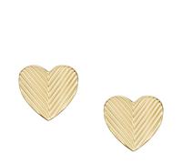 FOSSIL Pendientes de Acero Inoxidable o Semipreciosos para Mujer con Cierre de Gancho, Oro Crema