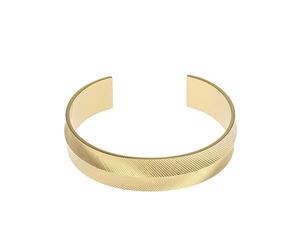 Fossil Pulsera brazalete de acero inoxidable con puño abierto para mujer