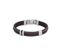 Fossil Pulsera casual de acero inoxidable y cuero genuino para hombre, Talla única, Cuero, Sin gemas.