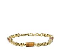 Fossil Pulsera con componentes para Hombre All Stacked Up de ojo de tigre marrón, JF04570710, Oro Amarillo