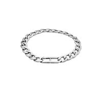 Fossil Pulsera de acero inoxidable con cierre de clip para hombre, talla única, Acero inoxidable, No es una piedra preciosa, Plata brillo