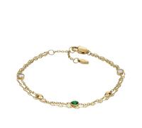 FOSSIL Pulsera de Cadena para mujer Sadie Seasonal Sparkle de Acero Inoxidable en tono dorado, JF04589710, Oro Claro