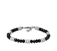 Fossil Pulsera de Cuentas para Hombre All Stacked Up con ágata negra, JF04602040, Negro Grafito