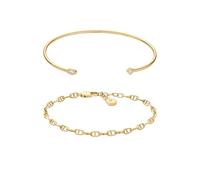 Fossil Pulsera de plata de ley para mujer, tono dorado, JA7292SET