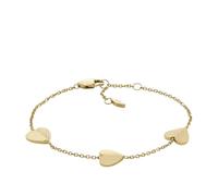Fossil Pulsera de secciones para mujer Harlow con textura lineal de Acero Inoxidable en tono dorado con corazones, JF04653710, Oro Claro