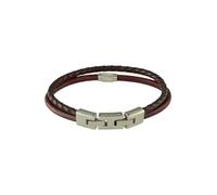 Fossil Pulsera All Stacked Up JF04702040 para hombre piel multihebra marrón oscuro/plata Talla única