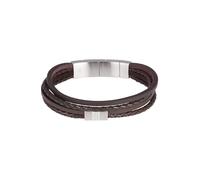 Fossil Pulsera para Hombre Textura Casual, Longitud Interior 175mm~190mm Pulsera Cuero Negro, JF02934040, Marrón