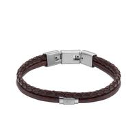 Fossil Pulsera multihebra para Hombre All Stacked Up de piel en color marrón, JF04702040, Marrón Madera