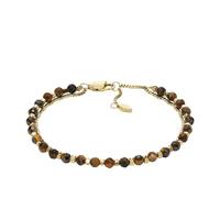 Fossil Pulsera multihebra para Mujer All Stacked Up con ojo de tigre marrón, JF04683710, Marrón Intenso