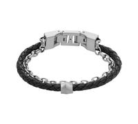 FOSSIL Pulsera para Hombre All Stacked Up de piel negra, JF04556040, Negro Oscuro