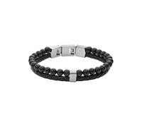 Fossil Pulsera para Hombre, Longitud Interior: 180mm + 15mm Negro Y Plata Pulsera de Acero Inoxidable, JF02763040, Marrón Oscuro