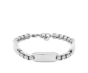 Fossil Pulsera para Hombre Drew, Longitud: 225mm, Anchura: 27.3mm, Altura: 10mm Inoxidable Plateada, JF04400040, Plata Metalizado