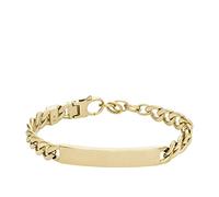 Fossil Pulsera para Hombre Drew – Cadena acero inoxidable tono dorado, 185+15mm, Oro Ámbar