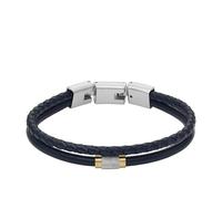 Fossil Pulsera All Stacked Up JF04703998 para hombre piel multihebra azul marino y plata