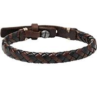 Fossil Pulsera para Hombre, Longitud: 240mm Negro, Marrón, Plata Pulsera de Cuero Genuino, JA5932716, Marrón Café