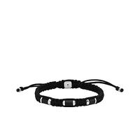 Fossil Pulsera para Hombre, Longitud: 250mm, Anchura: 8mm Pulsera Plateada de Acero Inoxidable, JF04485040, Negro Obsidiana