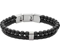 Fossil Pulsera para Hombre, Longitud Interior: 180mm + 15mm Negro Y Plata Pulsera de Acero Inoxidable, JF02763040, Marrón Oscuro