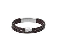 Fossil Pulsera para Hombre Textura Casual, Longitud Interior 175mm~190mm Pulsera Cuero Negro, JF02934040, Marrón