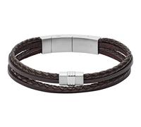 Fossil Pulsera para Hombre Textura Casual, Longitud Interior 175mm~190mm Pulsera Cuero Negro, JF02934040, Marrón