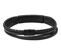 Fossil Pulsera Para Hombre Vintage Casual, Longitud Interior: 175mm - 190mm Negro Pulsera De Acero Inoxidable, JF03098001