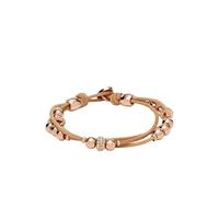 Fossil Pulsera para Mujer, 19 cm Beige, Marrón, Oro Rosa Base de Metal, Pulsera de Cuero Genuino, JA6539791, Marrón Claro