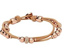 Fossil Pulsera para Mujer, 19 cm Beige, Marrón, Oro Rosa Base de Metal, Pulsera de Cuero Genuino, JA6539791, Marrón Claro
