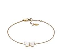 Fossil Pulsera para Mujer Radiant Wings, Pulsera Cadena mariposa madreperla blanca, Longitud: 169mm+32mm, Ancho: 13.2mm, Altura: 10mm, JF04425710, Blanco y Oro Amarillo