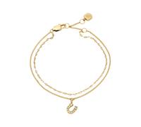 Fossil Pulsera de cadena doble en latón con cierre de langosta para mujer