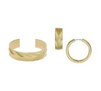 Fossil - Pulsera y pendientes Harlow Linear Texture, acero inoxidable tono dorado, para mujer