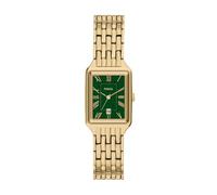 Fossil Raquel - Reloj para Mujer, Mecanismo de Cuarzo con Tres manecillas y Correa de Acero Inoxidable, Tono Dorado y Verde, 23 mm, Pulsera