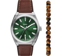FOSSIL Reloj analógico 'EVERETT' marrón oscuro / verde oscuro / plata One Size marrón oscuro / verde oscuro / plata
