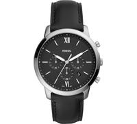 Fossil Reloj Neutra para hombre, movimiento cronógrafo de cuarzo con correa de piel, Negro y tono plata