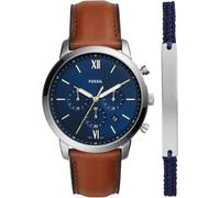 Fossil Reloj Neutra para hombre, movimiento cronógrafo de cuarzo con correa de piel, Marrón y conjunto azul