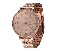 Fossil Jacqueline Reloj para mujer, movimiento de cuarzo con correa de acero o piel, Tono oro rosa y purpurina, 36MM