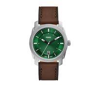 Fossil Reloj Analógico para Hombre de Cuarzo con Correa en Cuero FS6085, 8.7Lx8.7Wx7Hcm, Verde Frío, 42 mm