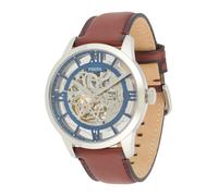 Fossil Reloj Analógico para Hombre de Mecánico de Cuerda Manual con Correa en Cuero, Azul y marrón, ME3267, 44 mm