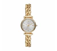 Fossil Reloj Carlie para mujer, Movimiento de cuarzo a tres agujas en tono dorado con correa de acero inoxidable, Tono oro y blanco, 28 mm