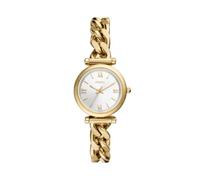 Fossil Reloj Carlie para mujer, Movimiento de cuarzo a tres agujas en tono dorado con correa de acero inoxidable, Tono oro y blanco, 28 mm
