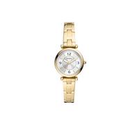 Fossil Reloj Carlie para mujer, Movimiento de cuarzo a tres agujas en tono dorado con correa de acero inoxidable, Amarillo claro y blanco, 28 mm